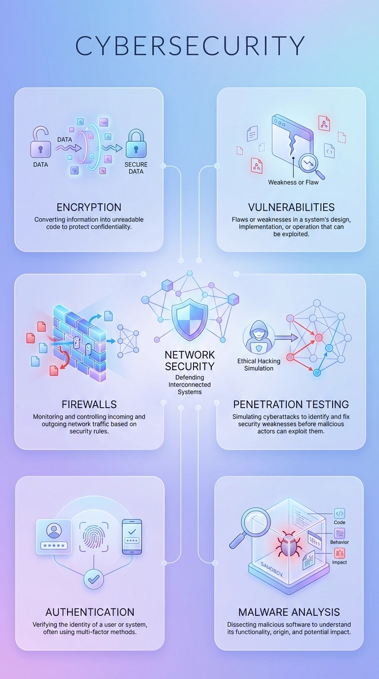 Cybersecurity Infographic - Complete Visual Study Guide for Computer Science