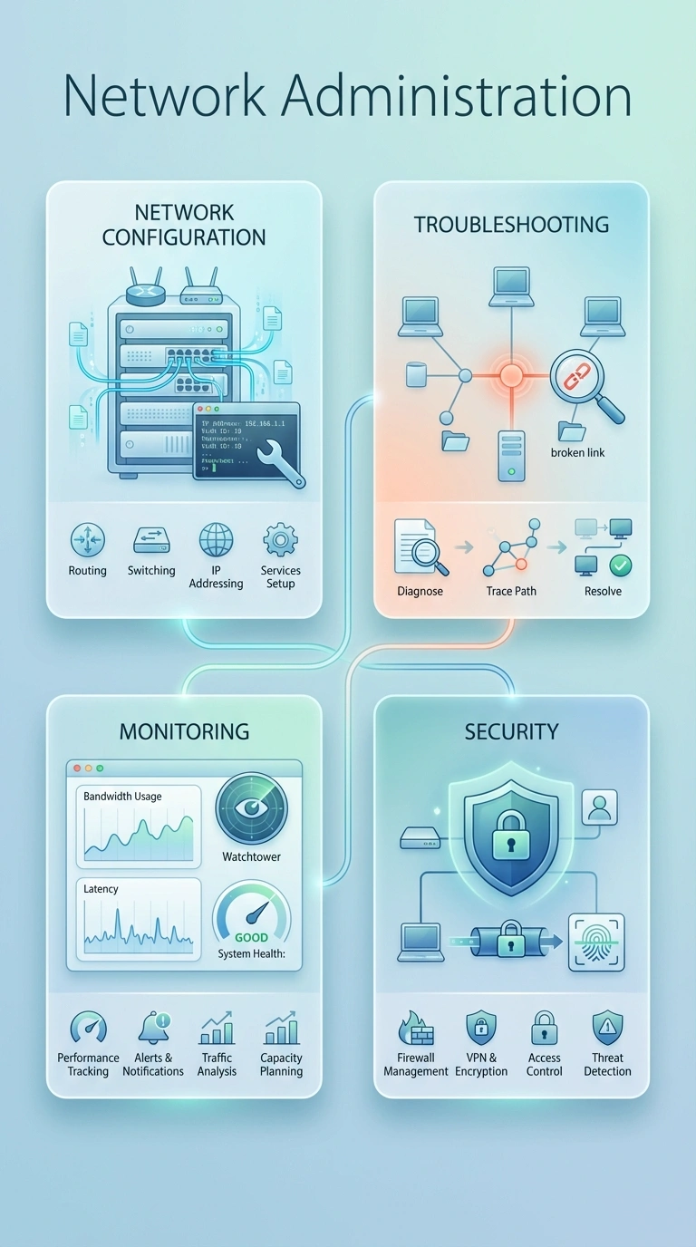 Network Administration Infographic - Complete Visual Study Guide for Information Technology