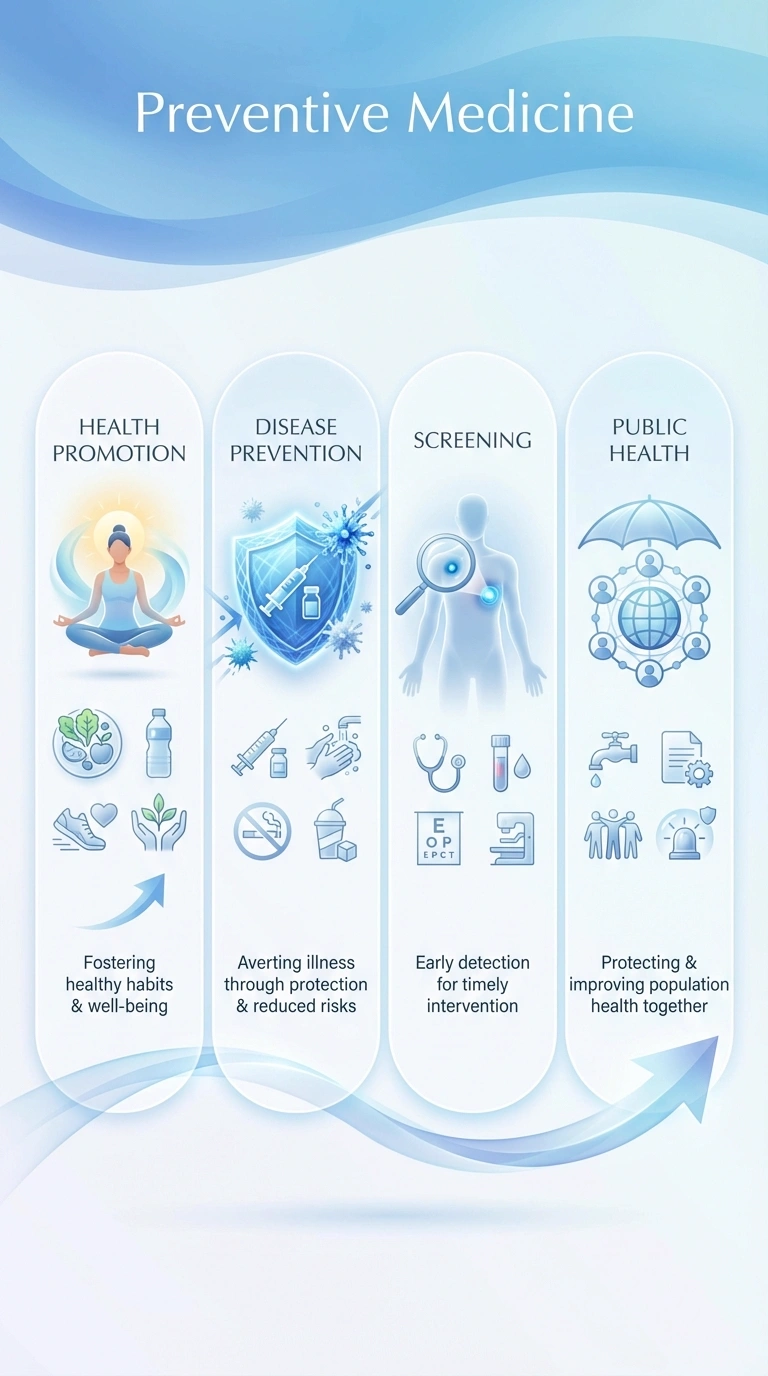 Preventive medicine infographic — medical study guide